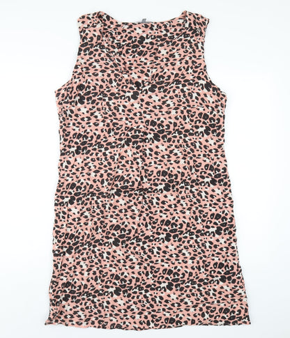 Additional front view of Principles women’s pink geometric viscose tank dress, size UK 16, v-neck pullover