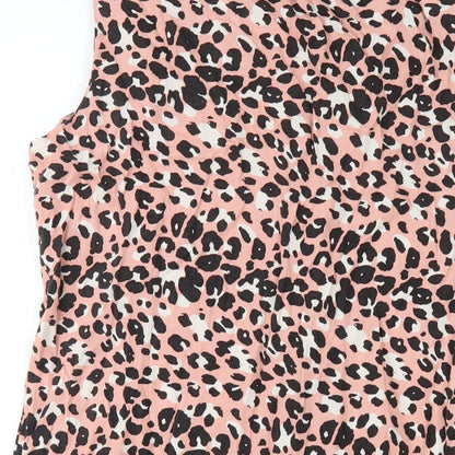 Brand and care label for Principles women’s pink geometric viscose tank dress, size UK 16, v-neck pullover