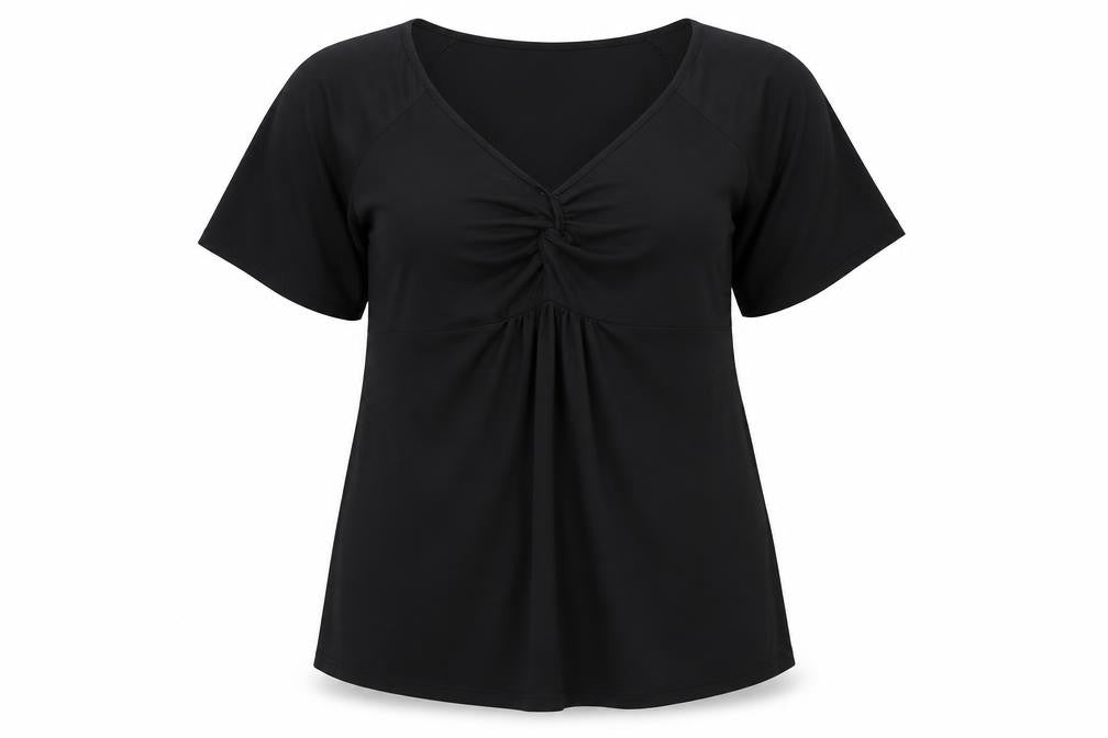 Dorothy Perkins Womens Black Polyester Basic T-Shirt Size 12 V-Neck