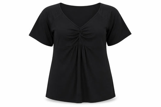 Dorothy Perkins Womens Black Polyester Basic T-Shirt Size 12 V-Neck