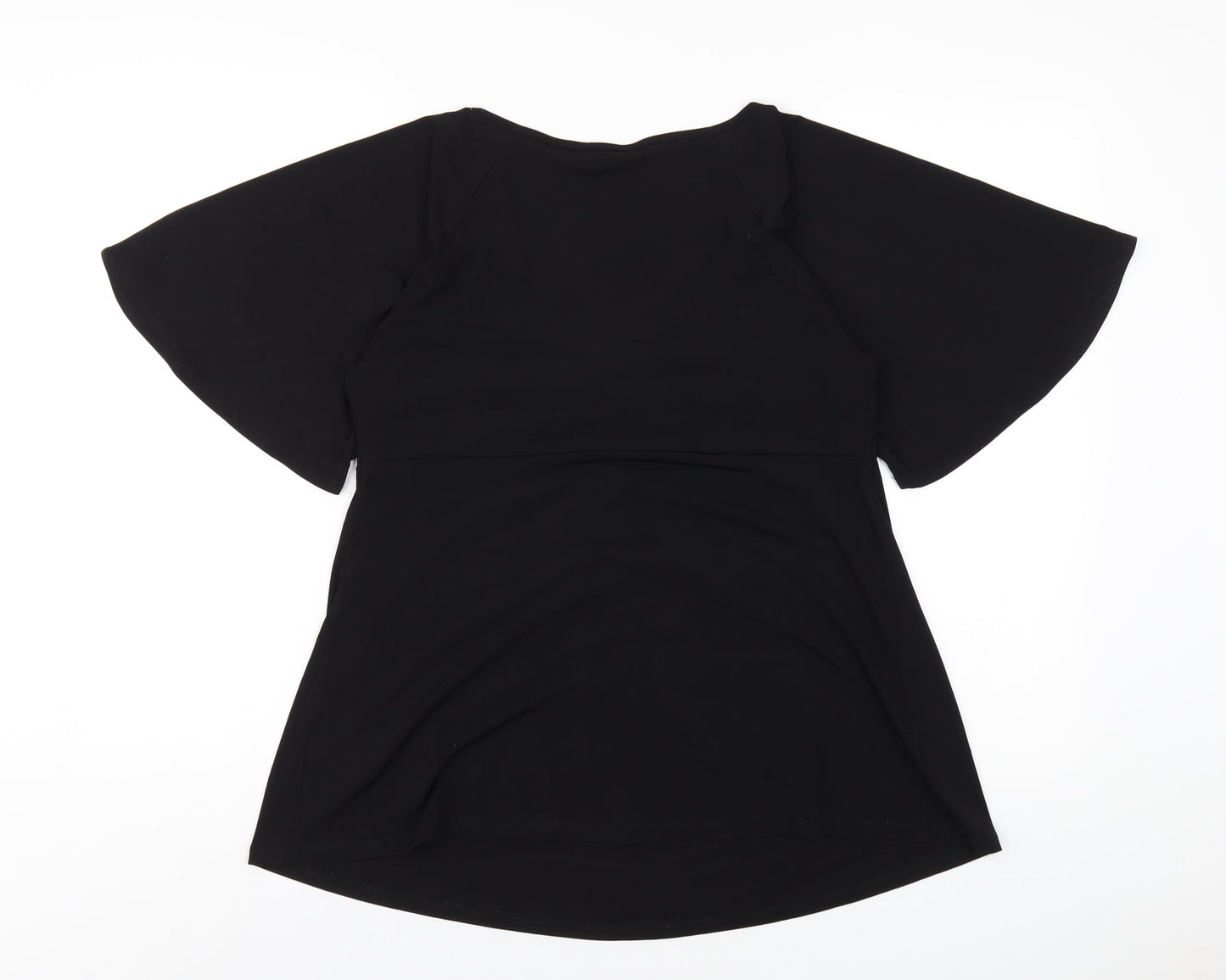 Dorothy Perkins Womens Black Polyester Basic T-Shirt Size 12 V-Neck