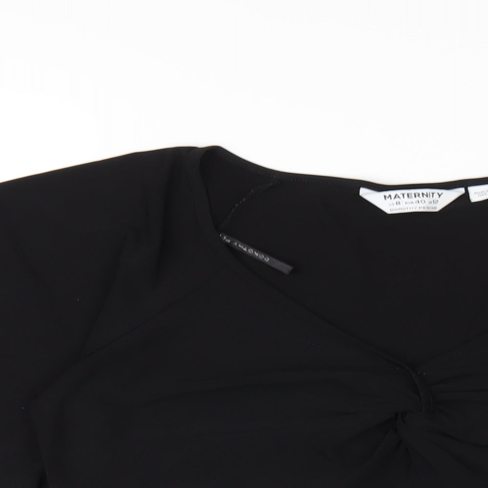 Dorothy Perkins Womens Black Polyester Basic T-Shirt Size 12 V-Neck