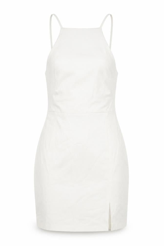 Stradivarius Womens White Viscose Bodycon Size XS Square Neck Pullover