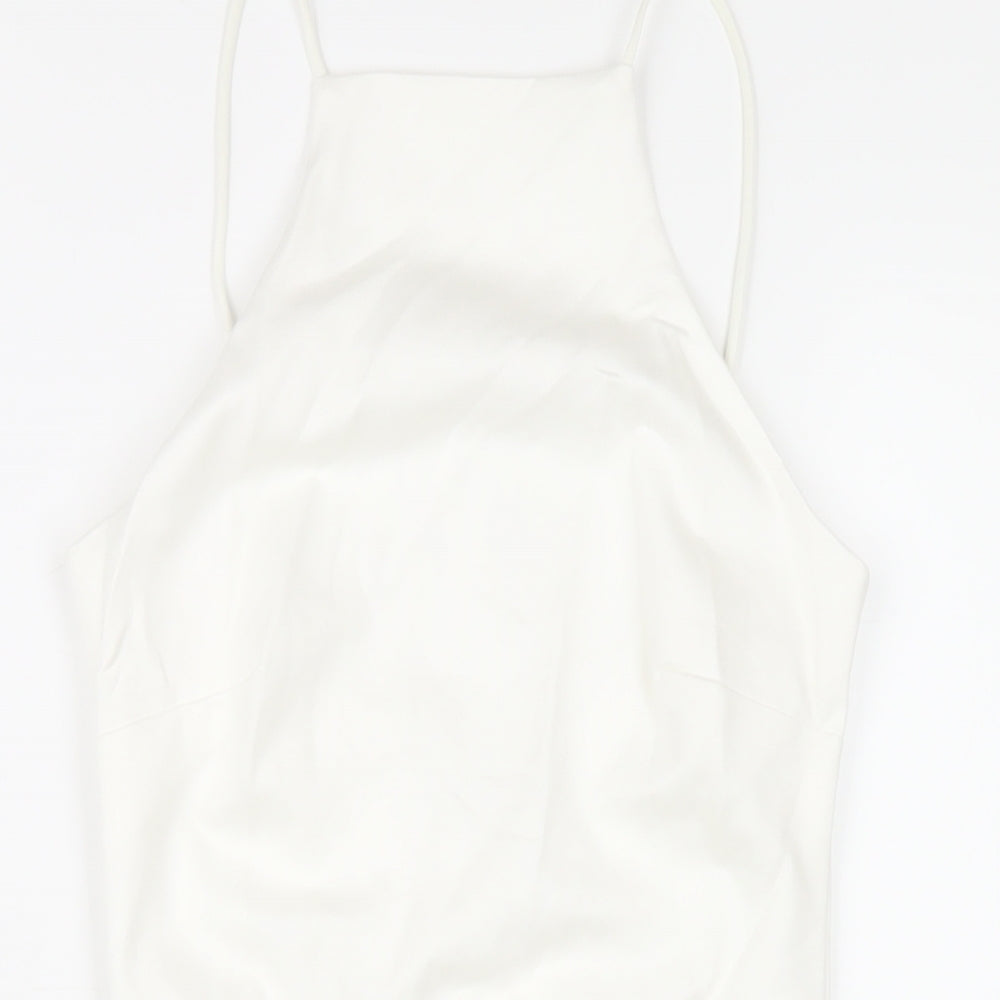 Stradivarius Womens White Viscose Bodycon Size XS Square Neck Pullover