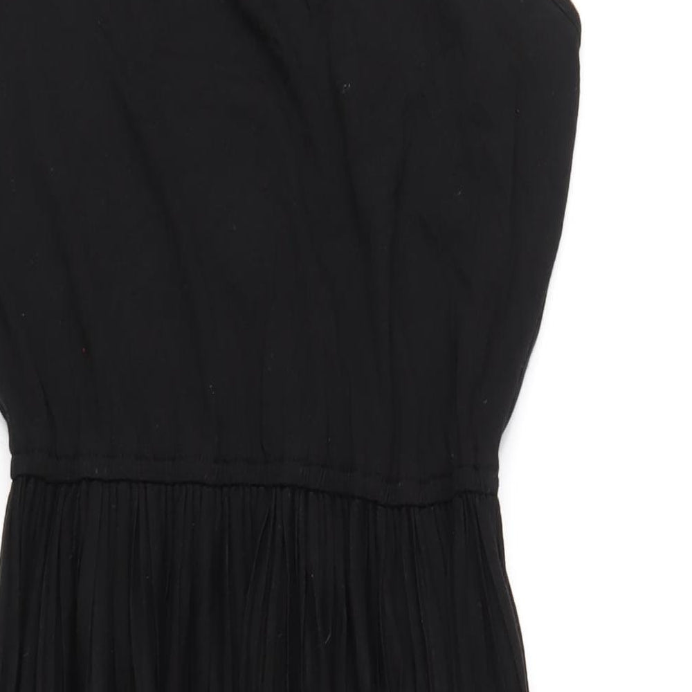 New Look Womens Black Striped Polyester A-Line Size 12 Square Neck Pullover