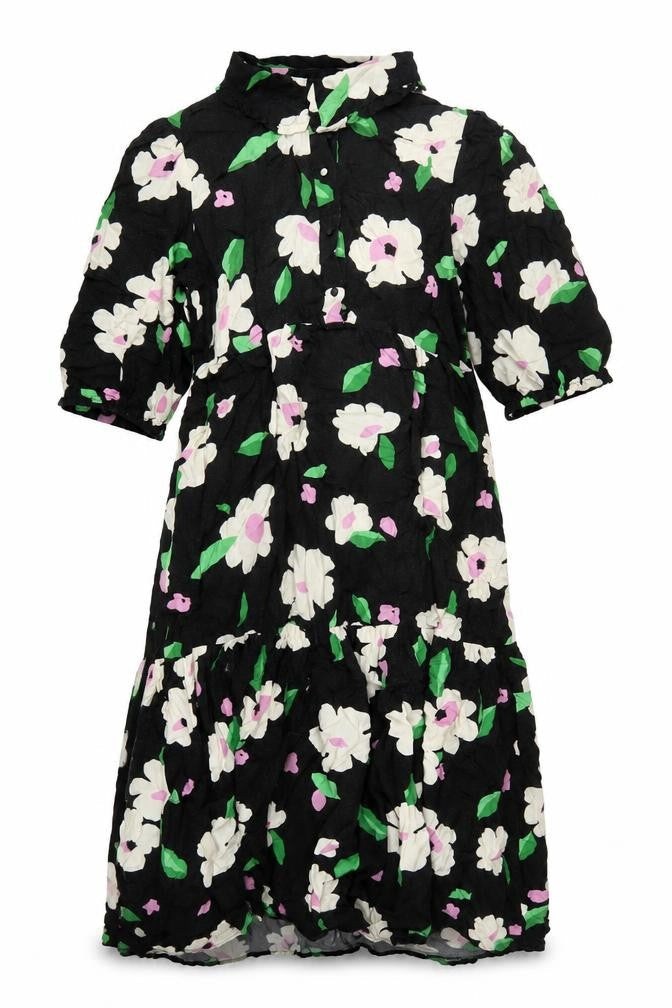 New Look Womens Multicoloured Floral Viscose A-Line Size 14 Collared Button
