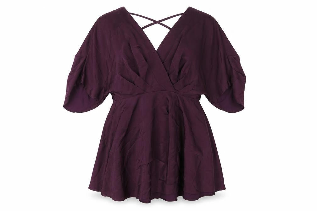 ASOS Womens Purple Polyester A-Line Size 12 V-Neck Zip