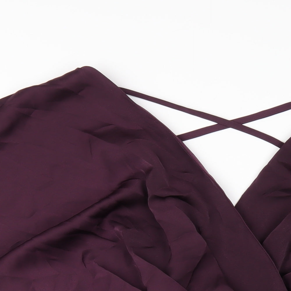 ASOS Womens Purple Polyester A-Line Size 12 V-Neck Zip