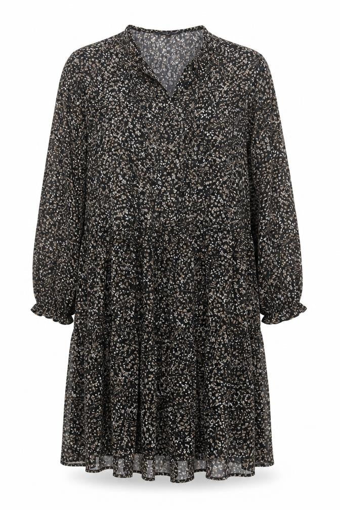 Capsule Womens Black Floral Polyester A-Line Size 14 V-Neck Pullover