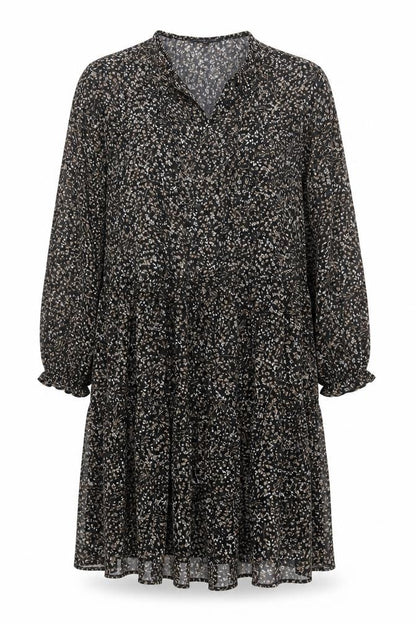 Capsule Womens Black Floral Polyester A-Line Size 14 V-Neck Pullover