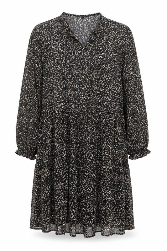 Capsule Womens Black Floral Polyester A-Line Size 14 V-Neck Pullover