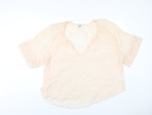 Saint Tropez Clothing Womens Pink Cotton Basic T-Shirt Size M V-Neck