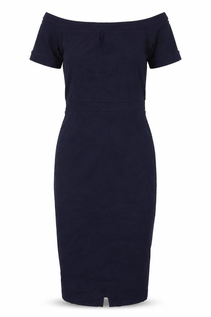 NEXT Womens Blue Viscose Pencil Dress Size 12 Off the Shoulder Pullover