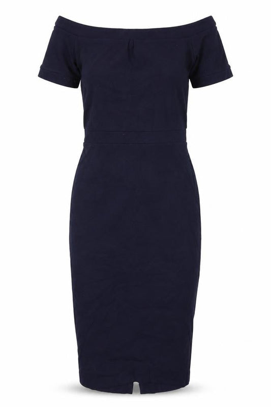 Next Womens Blue Viscose Pencil Dress Size 12 Off the Shoulder Pullover