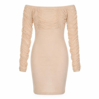 PRETTYLITTLETHING Womens Beige Polyester Bodycon Size 8 Off the Shoulder Pullover