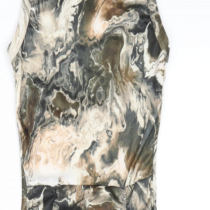 PRETTYLITTLETHING Womens Multicoloured Geometric Polyester Bodycon Size 8 Round Neck Pullover