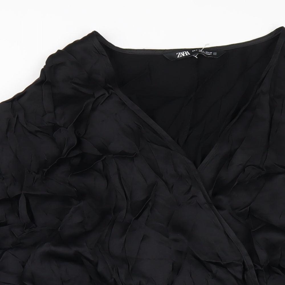 Zara Womens Black Viscose A-Line Size M V-Neck Pullover
