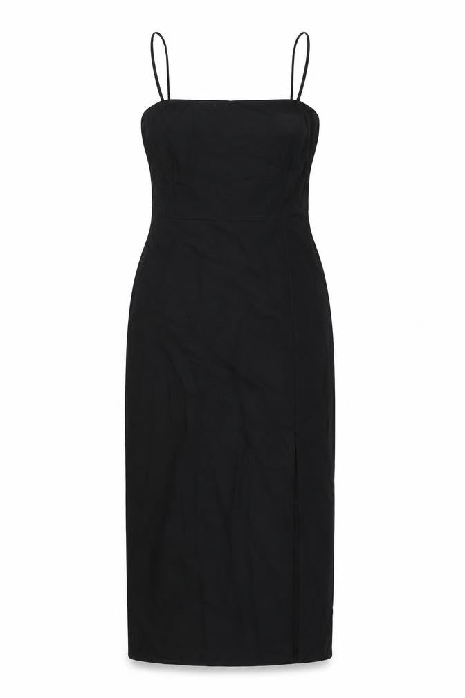 Zara Womens Black Polyester Pencil Dress Size M Square Neck Zip