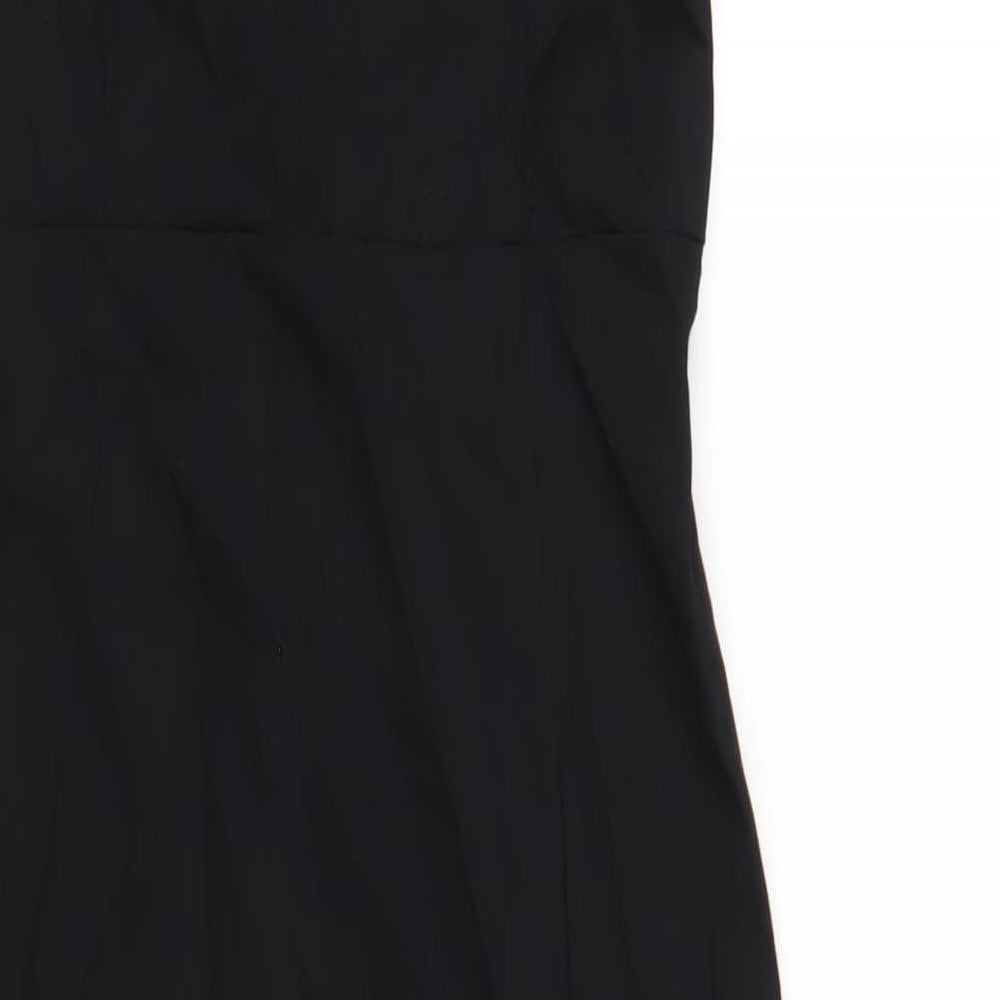 Zara Womens Black Polyester Pencil Dress Size M Square Neck Zip