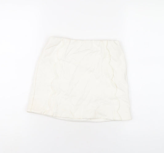 Topshop Womens White Viscose Mini Skirt Size 8