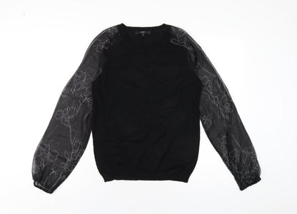 Next Womens Black Round Neck Viscose Pullover Jumper Size 10