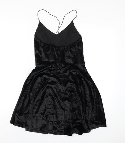 AX Paris Womens Black Polyester A-Line Size 10 V-Neck Zip