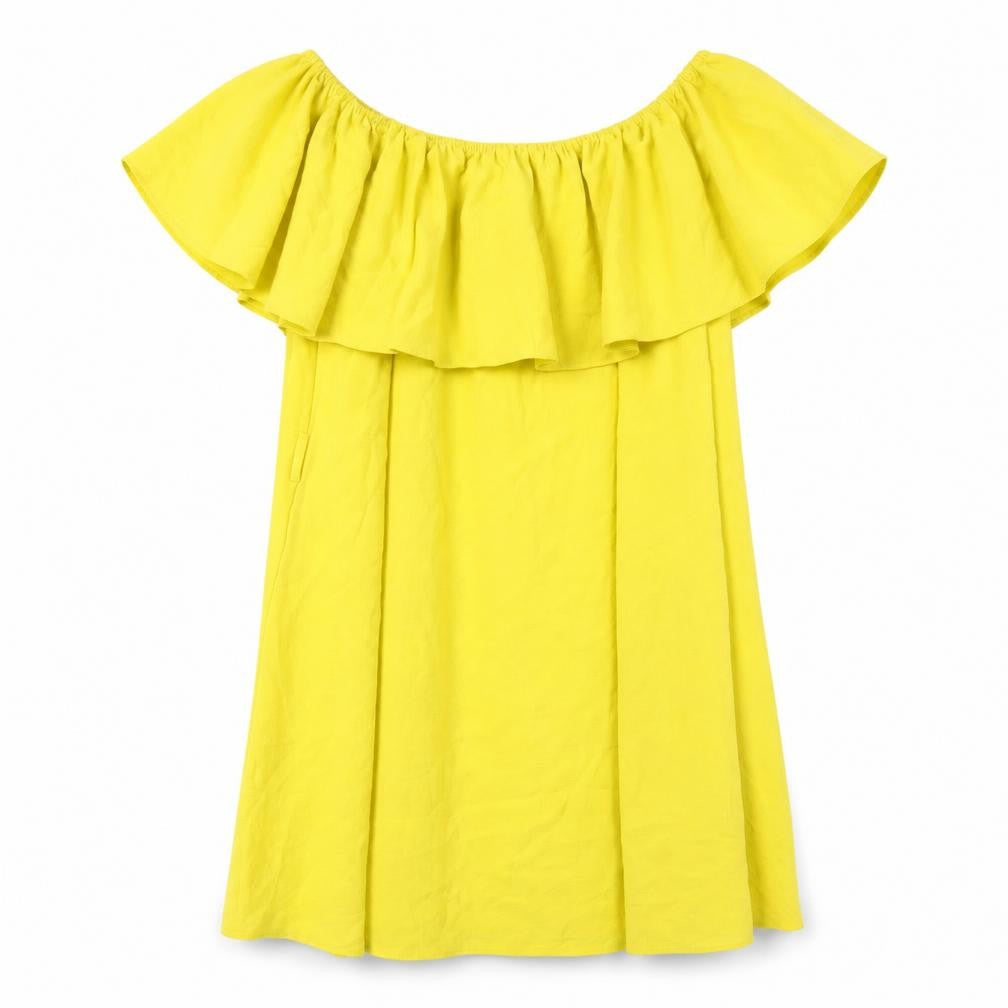 New Look Womens Yellow Polyester A-Line Size 14 Off the Shoulder Pullover