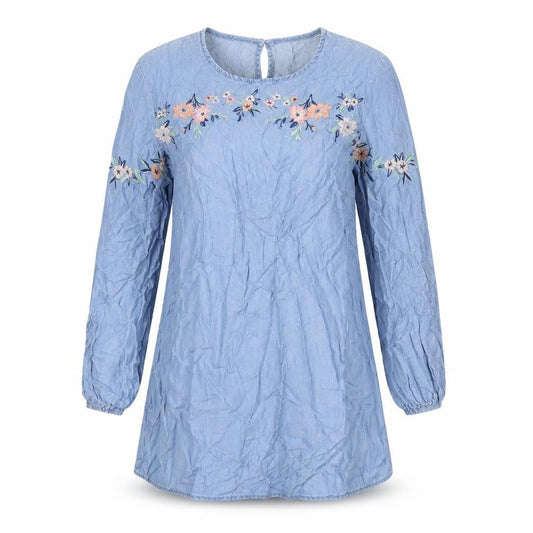 Dorothy Perkins Womens Blue Lyocell A-Line Size 14 Round Neck Pullover