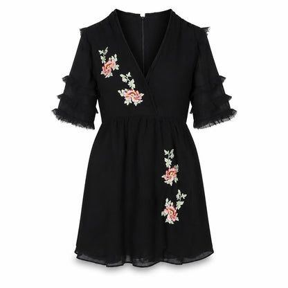 Topshop Womens Black Polyester A-Line Size 10 V-Neck Zip