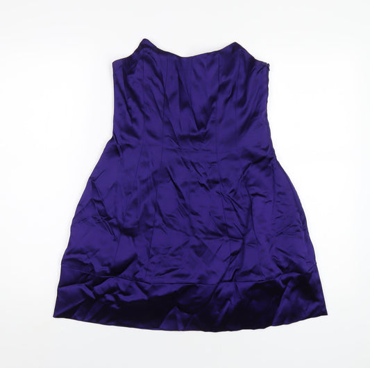 Oasis Womens Purple Acetate A-Line Size 12 Scoop Neck Zip