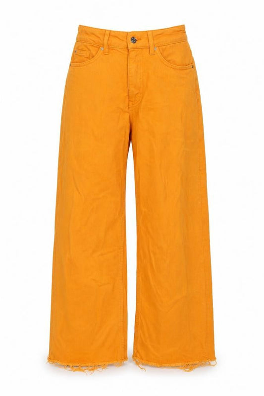 Denim & Co. Womens Orange Cotton Blend Wide-Leg Jeans Size 28 in L27 in Regular Zip