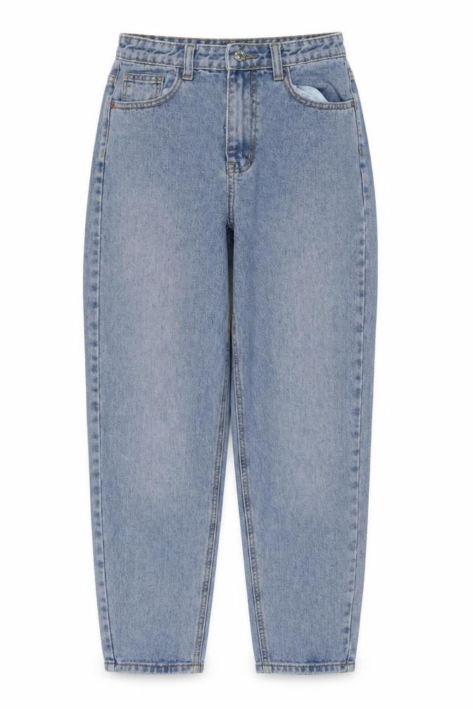 PRETTYLITTLETHING Womens Blue Cotton Mom Jeans Size 6 L28 in Regular Zip