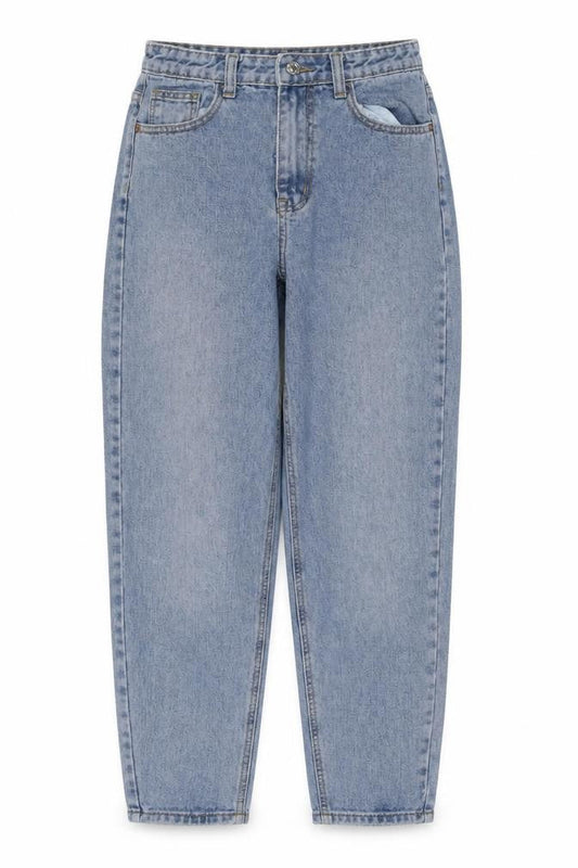 PRETTYLITTLETHING Womens Blue Cotton Mom Jeans Size 6 L28 in Regular Zip