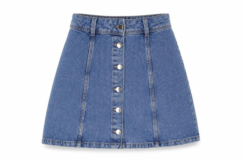 Divided by H&M Womens Blue Cotton A-Line Skirt Size 4 Buckle