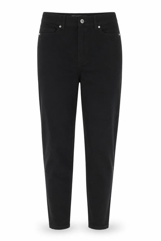 Front view of Denim & Co. women’s black cotton skinny jeans, size UK 8, 30-inch leg regular zip