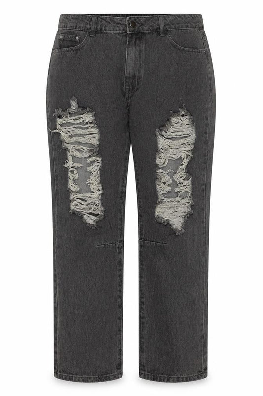 Momokrom Womens Grey Cotton Straight Jeans Size 14 L27 in Regular Zip