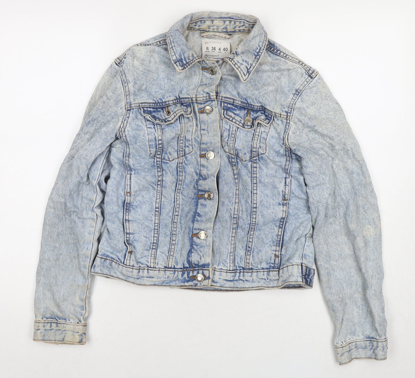 Denim & Co. Womens Blue Jacket Size 8 Button
