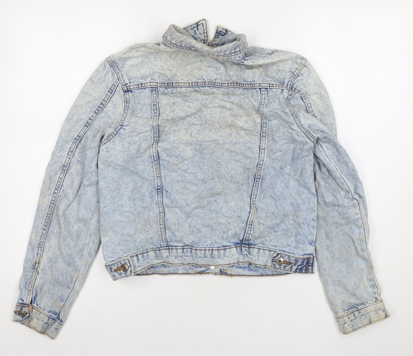 Denim & Co. Womens Blue Jacket Size 8 Button