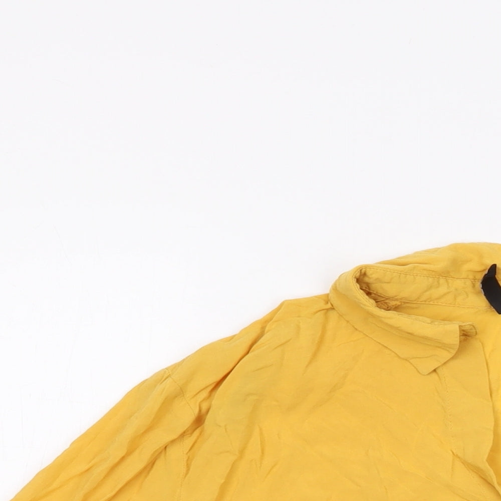 H&M Womens Yellow Viscose Basic Blouse Size 10 V-Neck