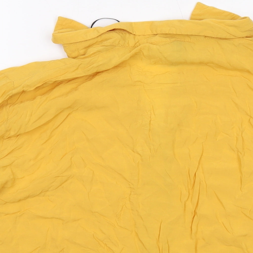 H&M Womens Yellow Viscose Basic Blouse Size 10 V-Neck