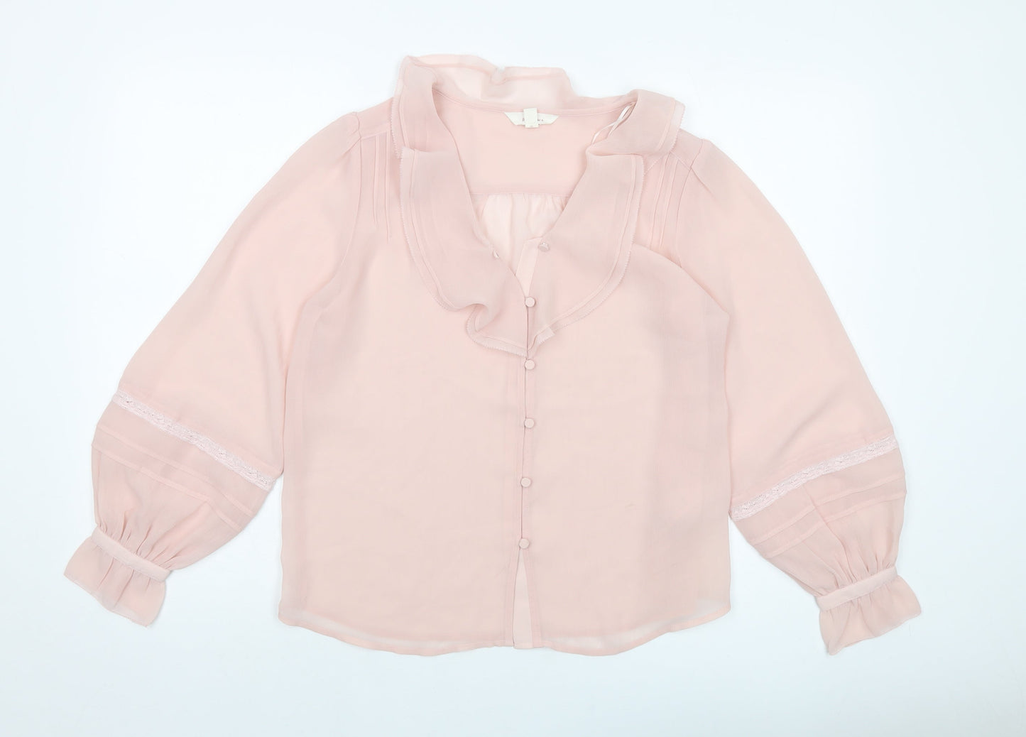 Per Una Womens Pink Polyester Basic Blouse Size 8 V-Neck