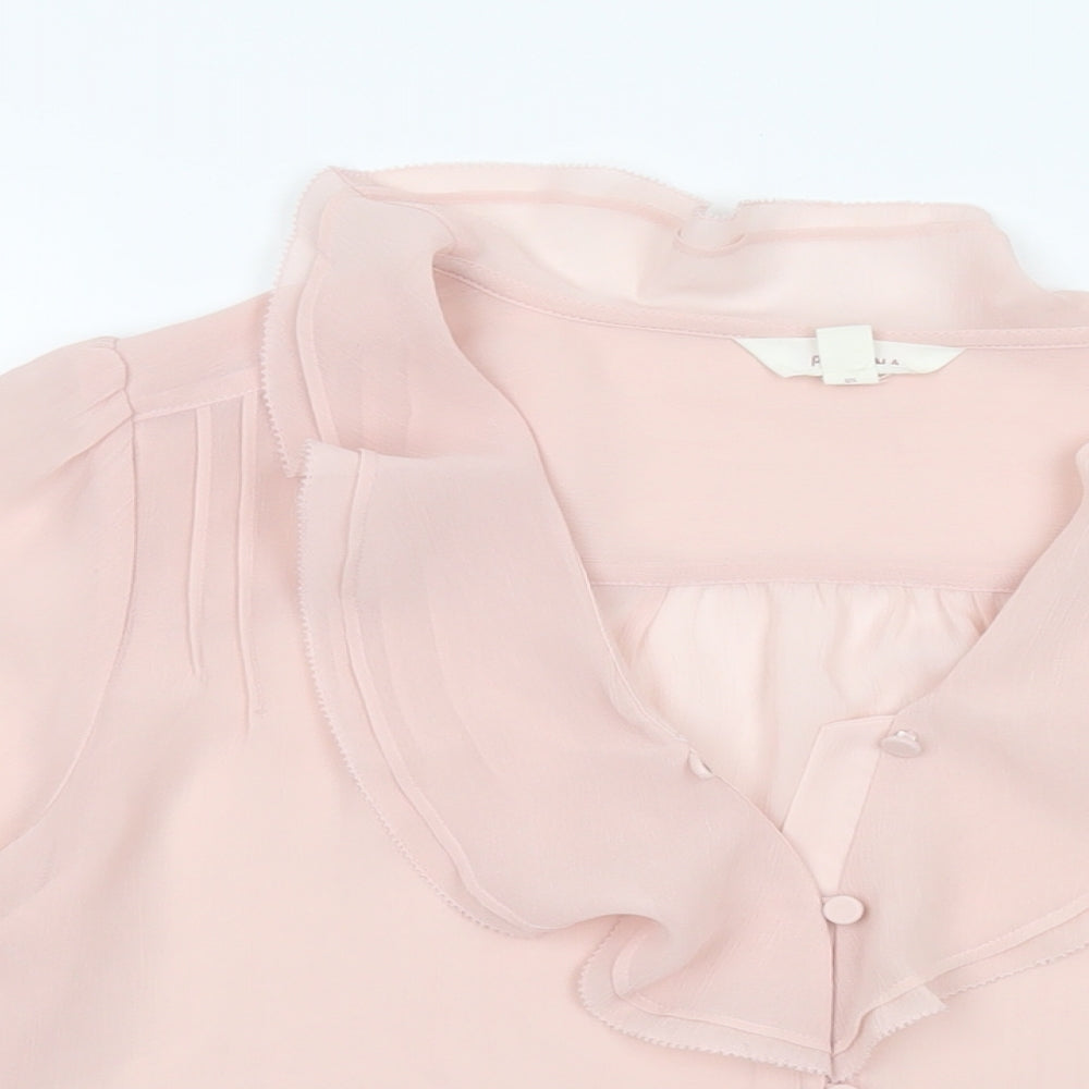 Per Una Womens Pink Polyester Basic Blouse Size 8 V-Neck