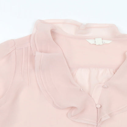 Per Una Womens Pink Polyester Basic Blouse Size 8 V-Neck