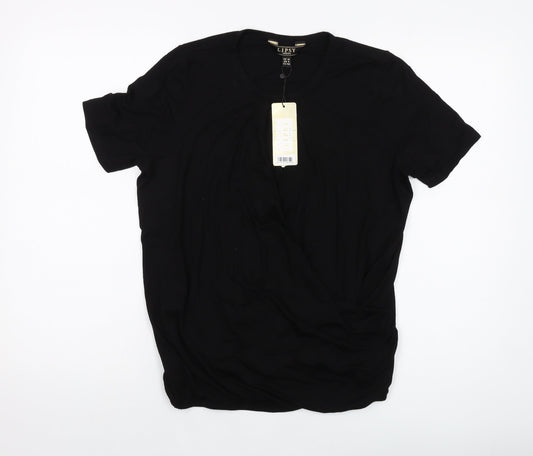 Lipsy Womens Black Viscose Basic T-Shirt Size 12 Round Neck