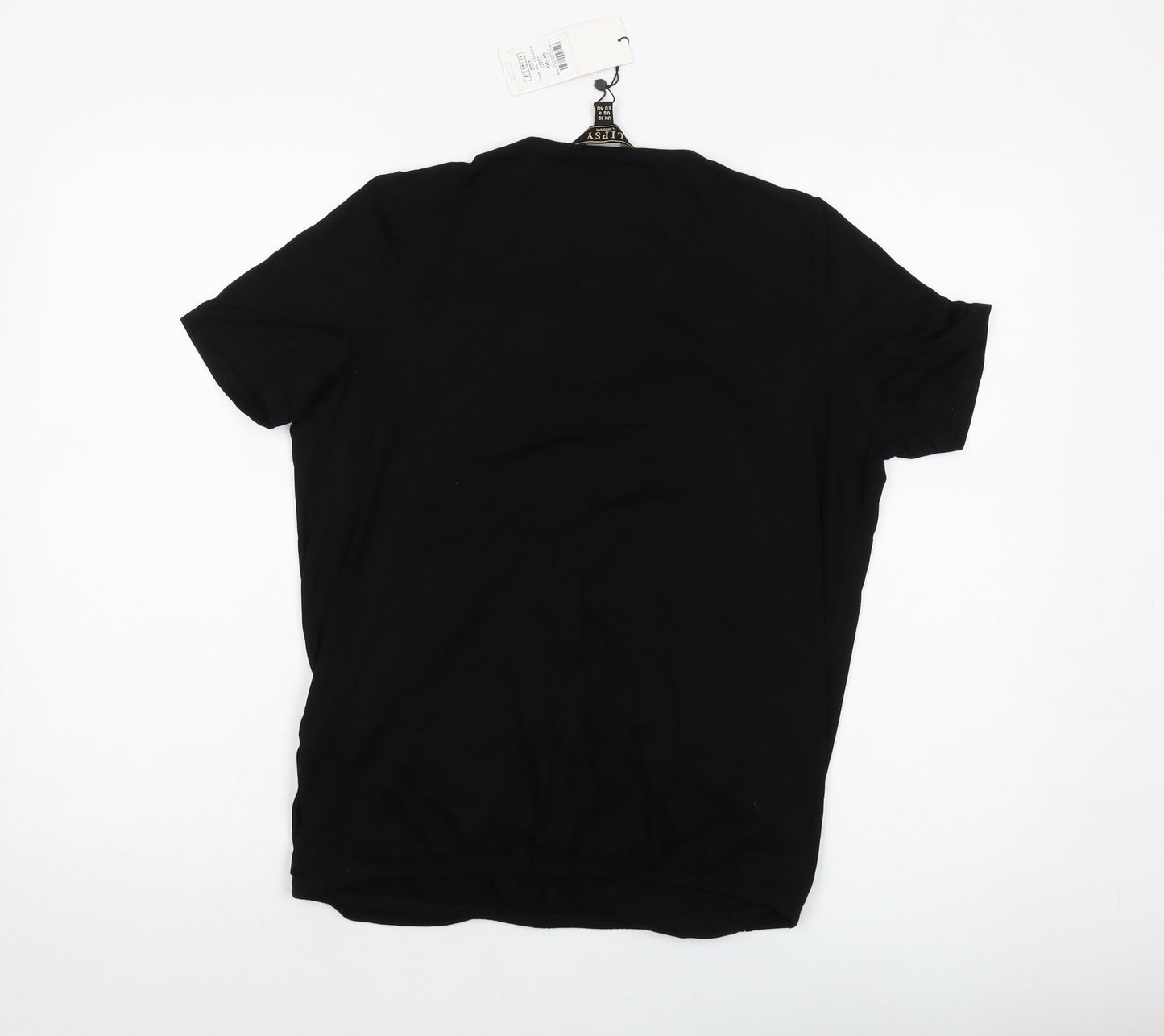 Lipsy Womens Black Viscose Basic T-Shirt Size 12 Round Neck