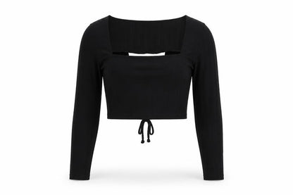 Boohoo Womens Black Polyester Cropped Blouse Size 10 Square Neck