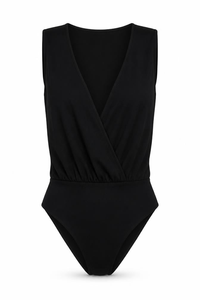 Miss Selfridge Womens Black Polyester Bodysuit One-Piece Size 4 Snap