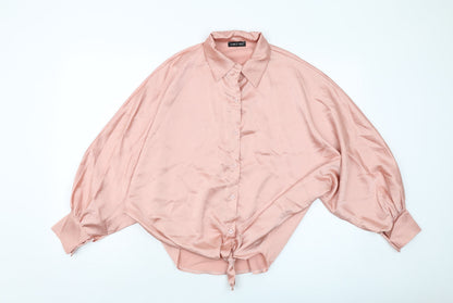 Additional front view of I SAW IT FIRST women’s pink polyester basic blouse, size UK 10, collared
