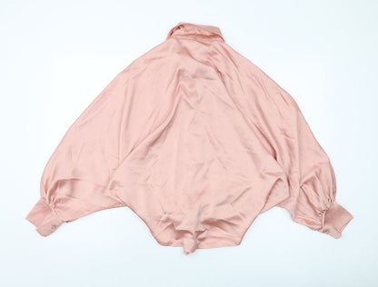 Back view of I SAW IT FIRST women’s pink polyester basic blouse, size UK 10, collared