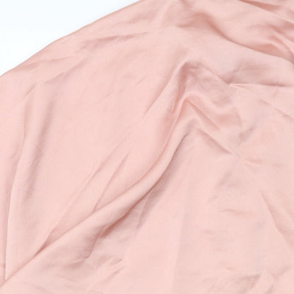 Brand and care label for I SAW IT FIRST women’s pink polyester basic blouse, size UK 10, collared